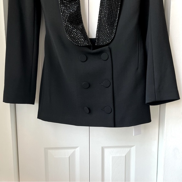 ❌SOLD❌AREA Crystal Embellished Virgin Wool Tuxedo Dress in Black, Size 2, NWT - Picture 13 of 17